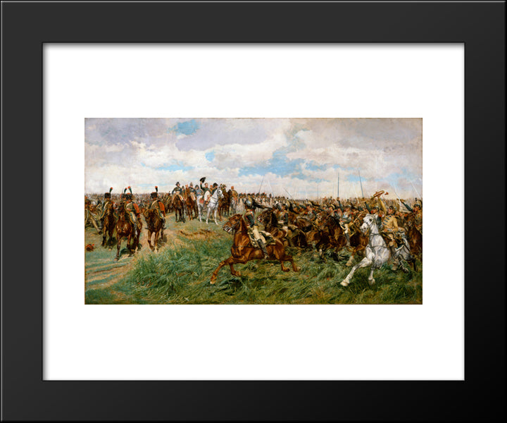 1807, Friedland 20x24 Black Modern Wood Framed Art Print Poster by Meissonier, Ernest