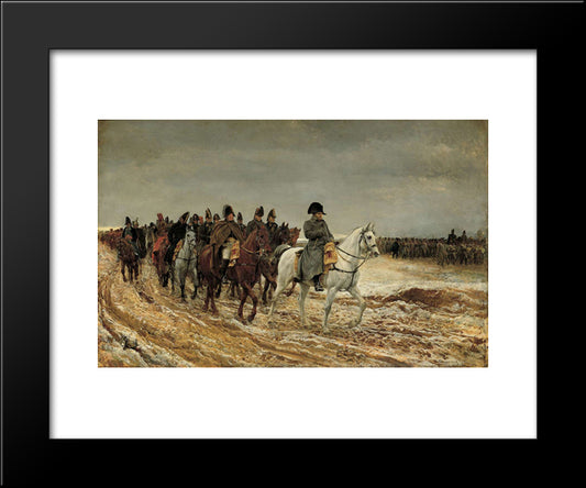 1814. Campagne De France (Napoleon And His Staff Returning From Soissons After The Battle Of Laon) 20x24 Black Modern Wood Framed Art Print Poster by Meissonier, Ernest