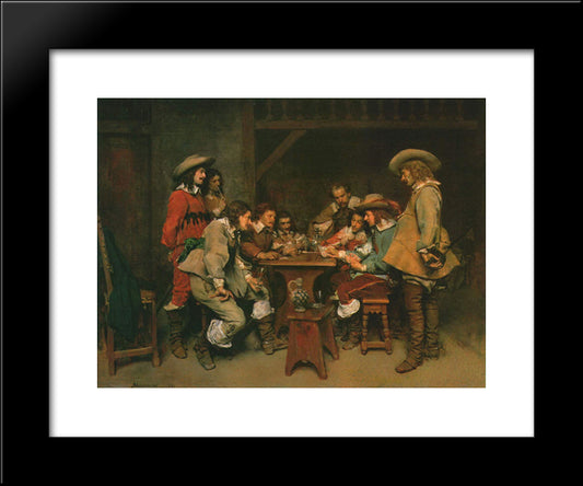 A Game Of Piquet 20x24 Black Modern Wood Framed Art Print Poster by Meissonier, Ernest