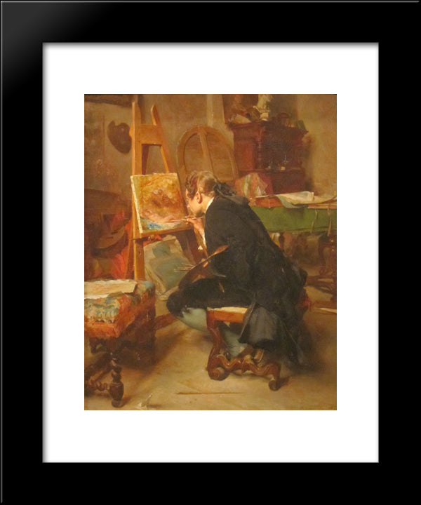 A Painter 20x24 Black Modern Wood Framed Art Print Poster by Meissonier, Ernest