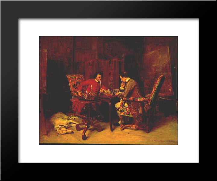 Chess Players 20x24 Black Modern Wood Framed Art Print Poster by Meissonier, Ernest