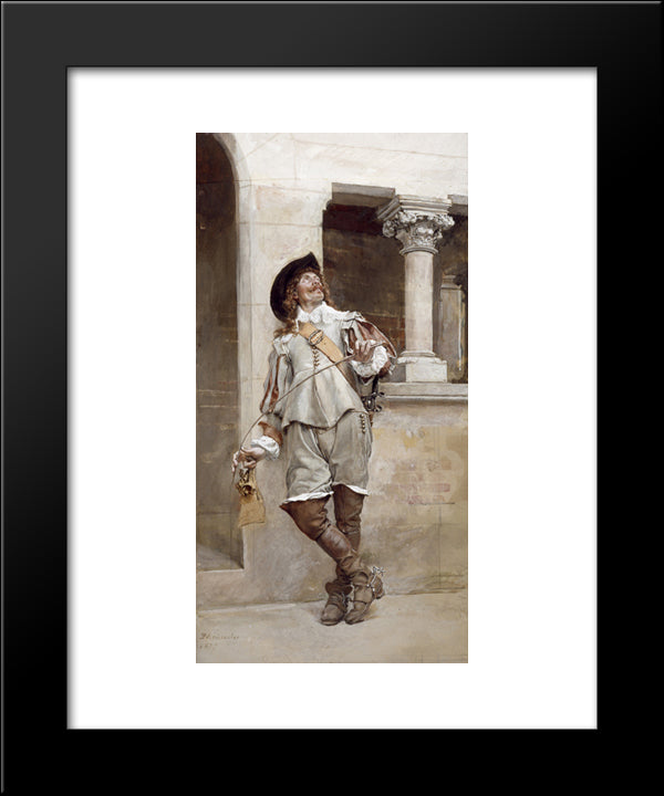 Courtyard Of The Artist'S Studio 20x24 Black Modern Wood Framed Art Print Poster by Meissonier, Ernest