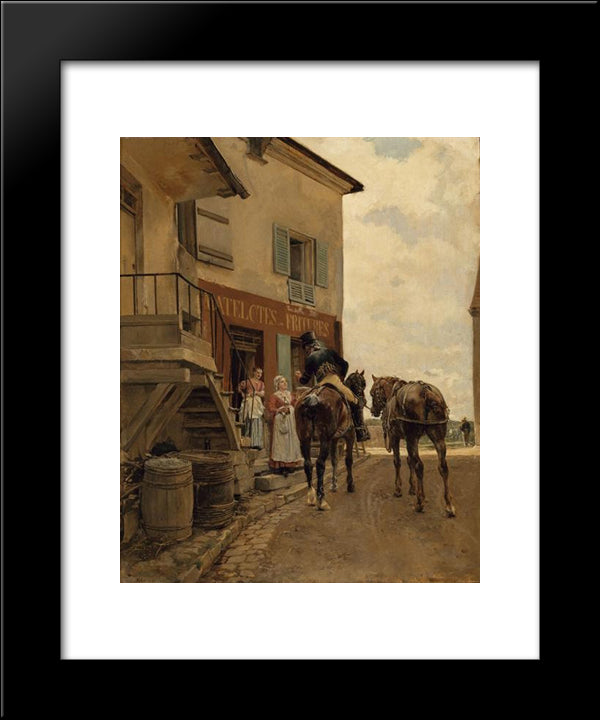 L'Auberge Du Pont De Poissy 20x24 Black Modern Wood Framed Art Print Poster by Meissonier, Ernest