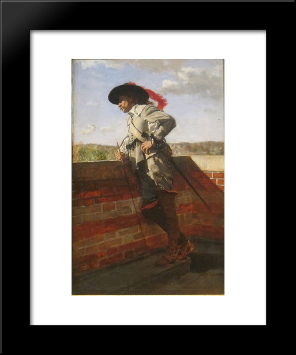 On A Terrace 20x24 Black Modern Wood Framed Art Print Poster by Meissonier, Ernest