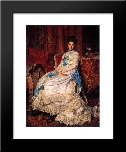 Portrait Of Marquesa De Manzanedo 20x24 Black Modern Wood Framed Art Print Poster by Meissonier, Ernest