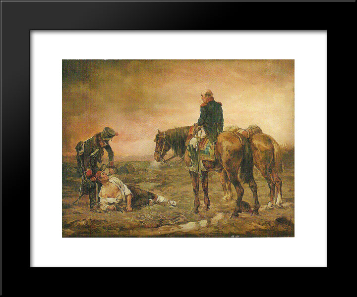 Relief After The Battle 20x24 Black Modern Wood Framed Art Print Poster by Meissonier, Ernest