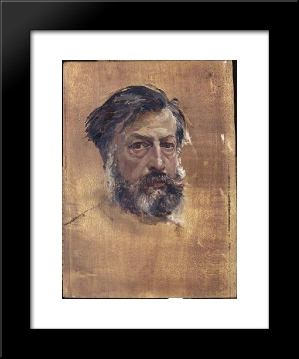 Self-Portrait 20x24 Black Modern Wood Framed Art Print Poster by Meissonier, Ernest