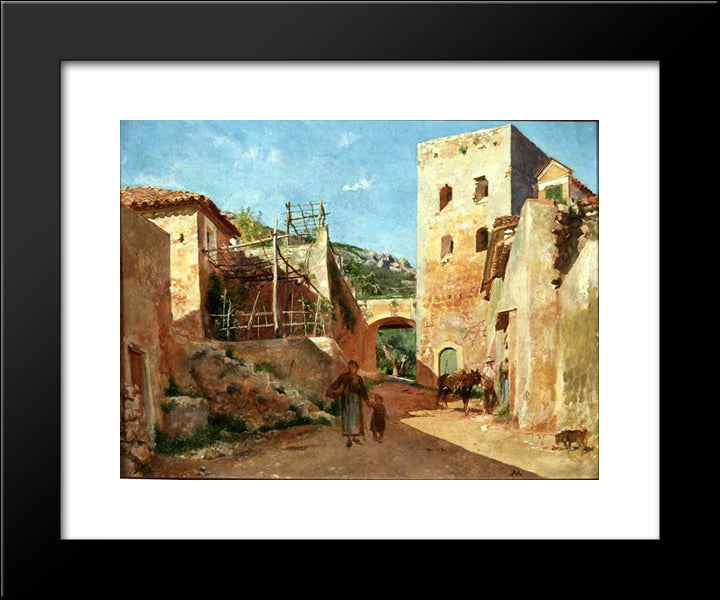 Street Scene Near Antibes 20x24 Black Modern Wood Framed Art Print Poster by Meissonier, Ernest