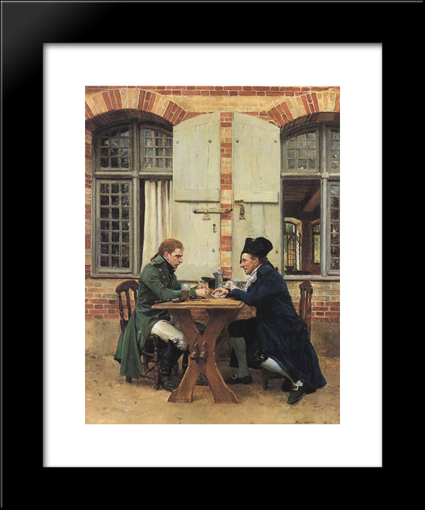 The Card Players 20x24 Black Modern Wood Framed Art Print Poster by Meissonier, Ernest