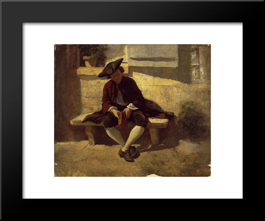 Young Man With A Book 20x24 Black Modern Wood Framed Art Print Poster by Meissonier, Ernest