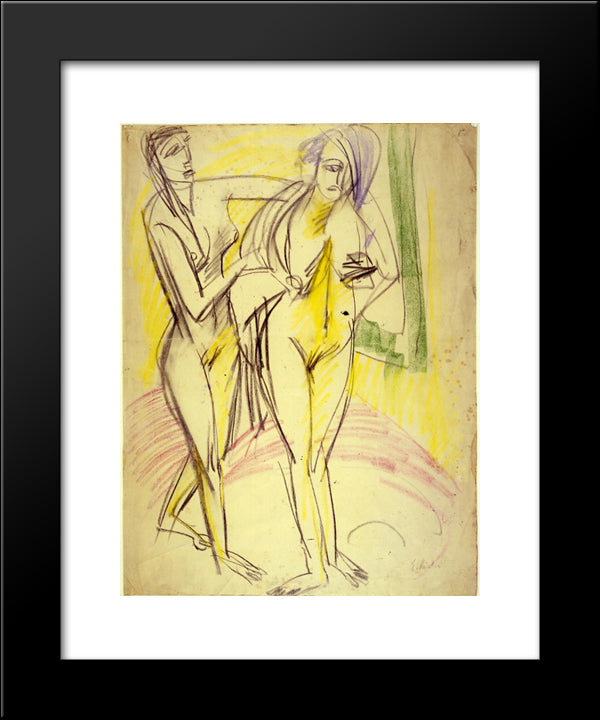 After The Bath 20x24 Black Modern Wood Framed Art Print Poster by Kirchner, Ernst Ludwig