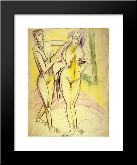 After The Bath 20x24 Black Modern Wood Framed Art Print Poster by Kirchner, Ernst Ludwig