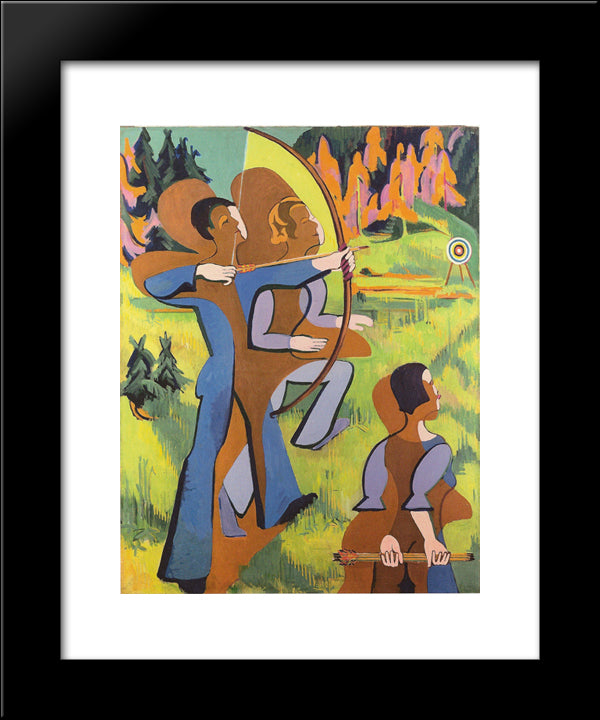 Archers 20x24 Black Modern Wood Framed Art Print Poster by Kirchner, Ernst Ludwig