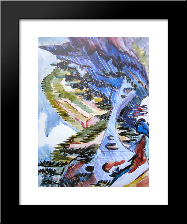 Bridge In Landwassertal 20x24 Black Modern Wood Framed Art Print Poster by Kirchner, Ernst Ludwig
