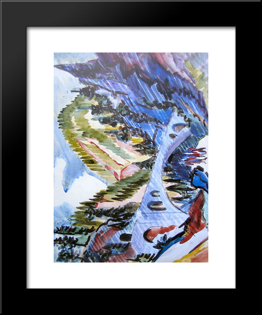 Bridge In Landwassertal 20x24 Black Modern Wood Framed Art Print Poster by Kirchner, Ernst Ludwig
