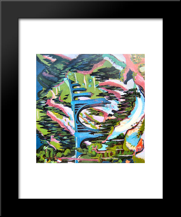 Bridge In Wiesen 20x24 Black Modern Wood Framed Art Print Poster by Kirchner, Ernst Ludwig