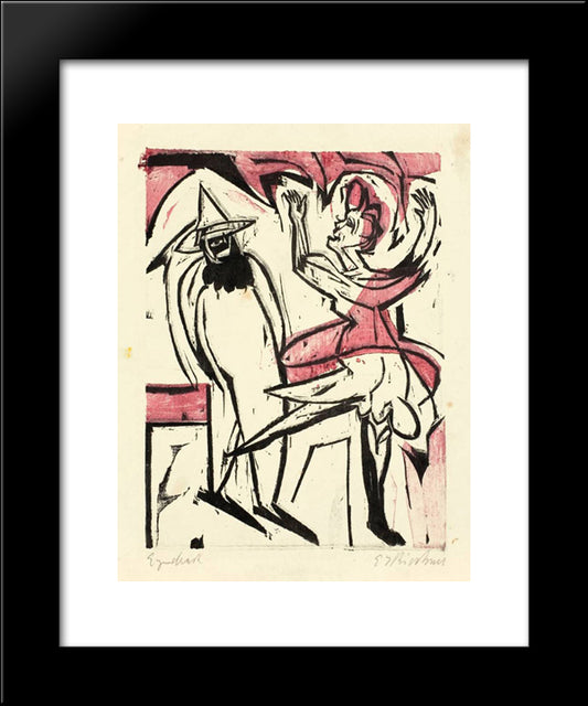 Dance 20x24 Black Modern Wood Framed Art Print Poster by Kirchner, Ernst Ludwig