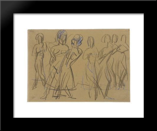 Dance Group Of The Mary Wigman School In Dresden 20x24 Black Modern Wood Framed Art Print Poster by Kirchner, Ernst Ludwig