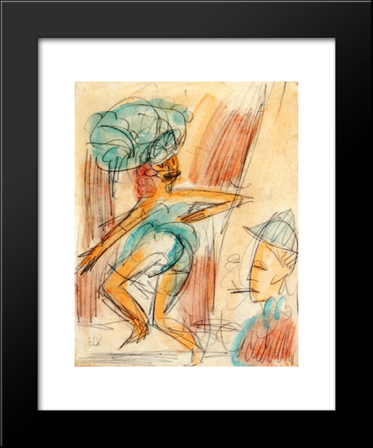 Dancer And Audience 20x24 Black Modern Wood Framed Art Print Poster by Kirchner, Ernst Ludwig