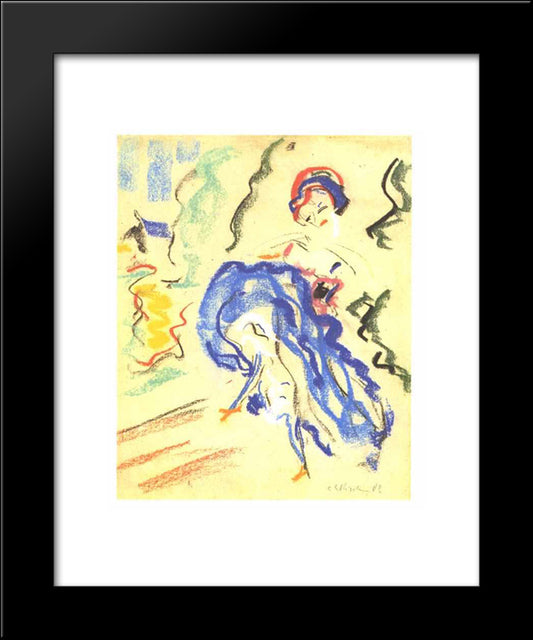 Dancer In A Blue Skirt 20x24 Black Modern Wood Framed Art Print Poster by Kirchner, Ernst Ludwig