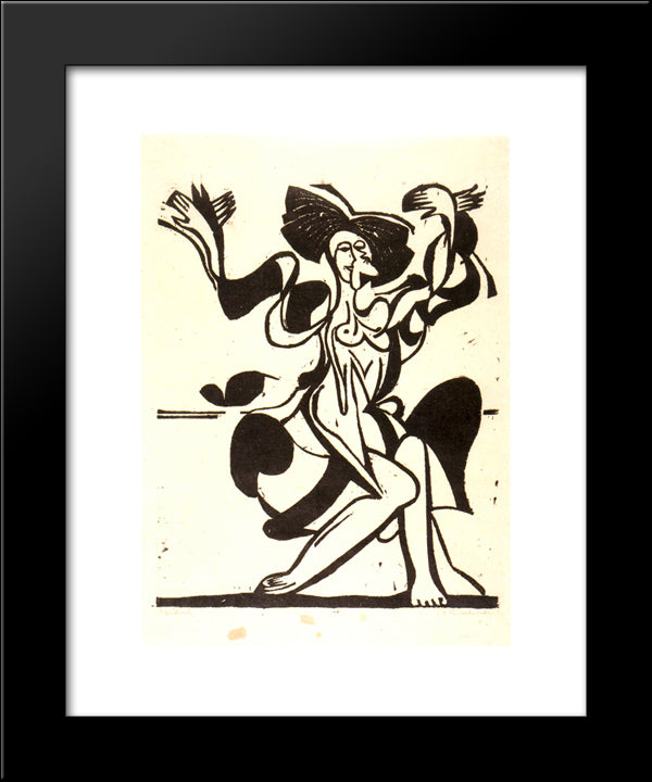 Dancing Mary Wigman 20x24 Black Modern Wood Framed Art Print Poster by Kirchner, Ernst Ludwig