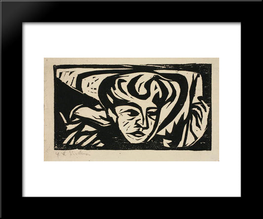 Dodo Head On Pillow 20x24 Black Modern Wood Framed Art Print Poster by Kirchner, Ernst Ludwig