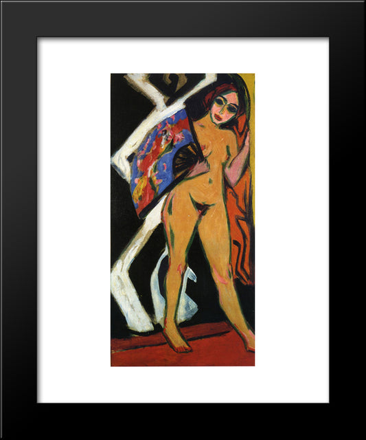 Dodo With Large Fan 20x24 Black Modern Wood Framed Art Print Poster by Kirchner, Ernst Ludwig