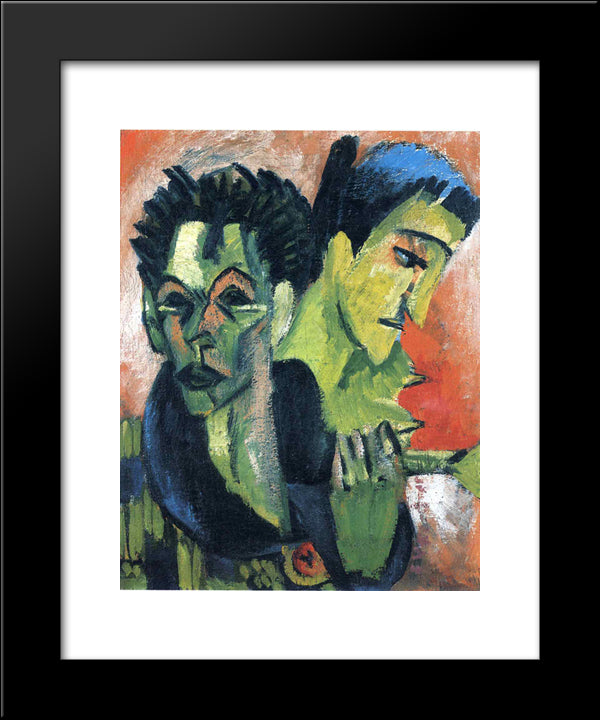 Douple Self-Portrait 20x24 Black Modern Wood Framed Art Print Poster by Kirchner, Ernst Ludwig