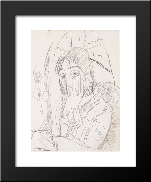 Erna Japanschirm 20x24 Black Modern Wood Framed Art Print Poster by Kirchner, Ernst Ludwig