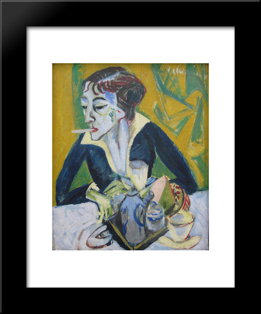 Erna With Cigarette 20x24 Black Modern Wood Framed Art Print Poster by Kirchner, Ernst Ludwig