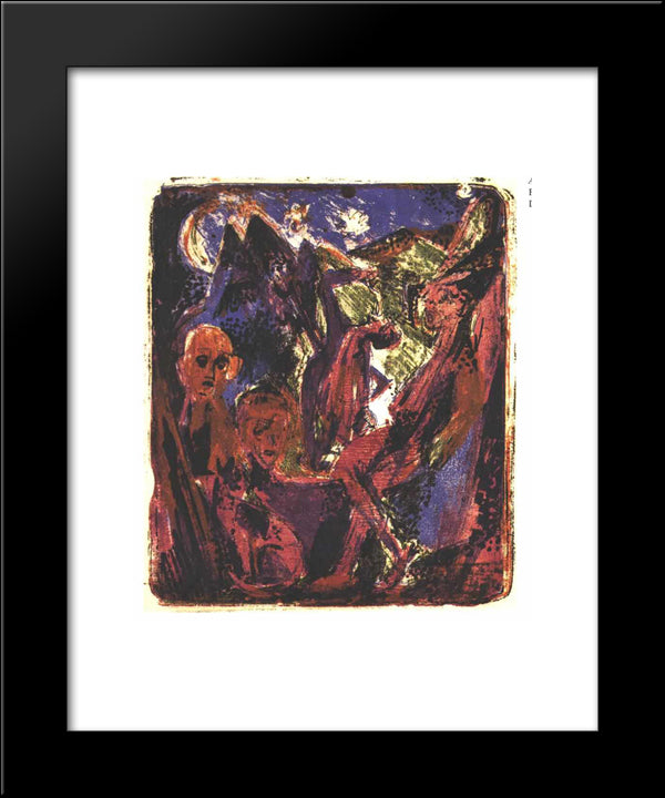 Evenig Scene 20x24 Black Modern Wood Framed Art Print Poster by Kirchner, Ernst Ludwig