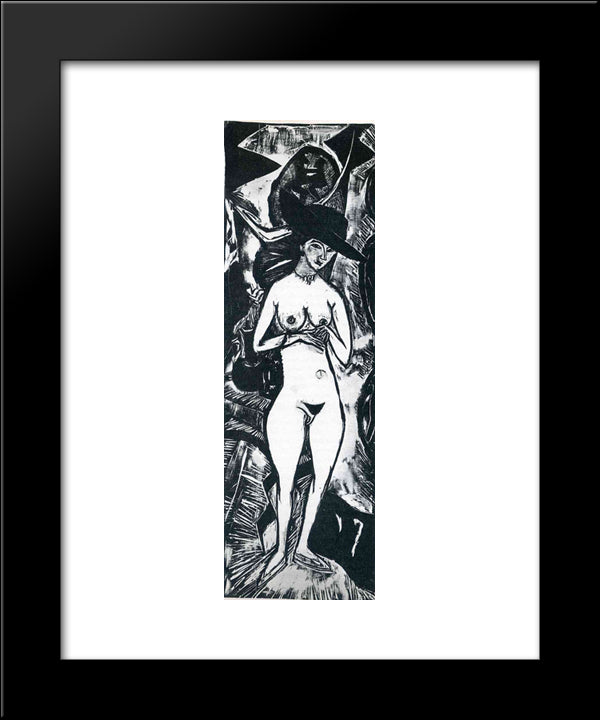 Female Nude With Black Hat 20x24 Black Modern Wood Framed Art Print Poster by Kirchner, Ernst Ludwig