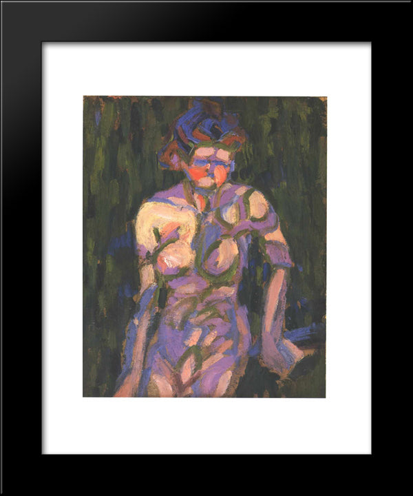 Female Nude With Shadow Of A Twig 20x24 Black Modern Wood Framed Art Print Poster by Kirchner, Ernst Ludwig