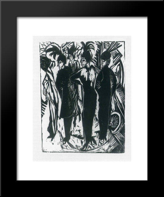 Five Women On The Street 20x24 Black Modern Wood Framed Art Print Poster by Kirchner, Ernst Ludwig
