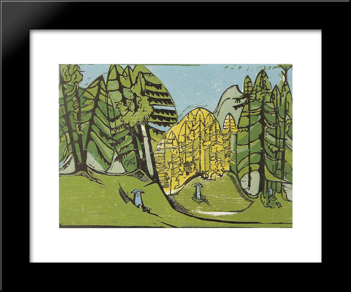 Forest Cemetery 20x24 Black Modern Wood Framed Art Print Poster by Kirchner, Ernst Ludwig