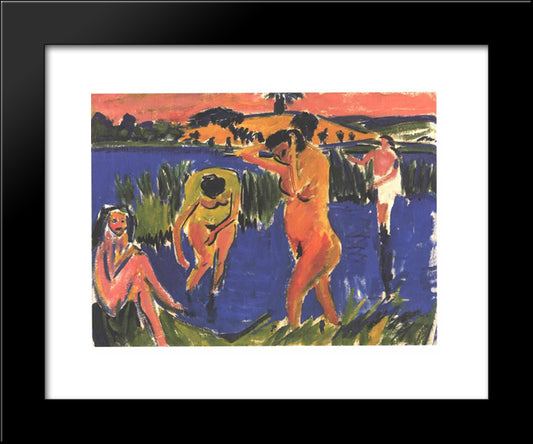 Four Bathers 20x24 Black Modern Wood Framed Art Print Poster by Kirchner, Ernst Ludwig