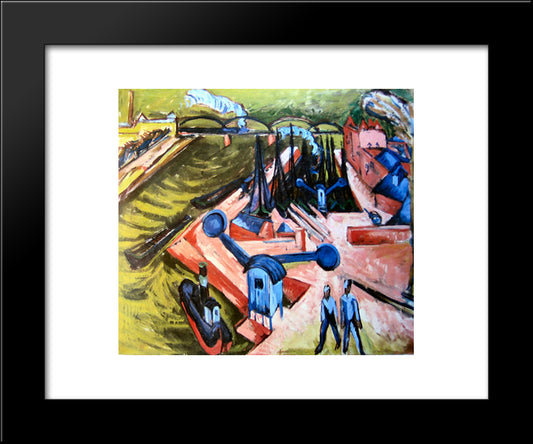 Frankfurter Westhafen 20x24 Black Modern Wood Framed Art Print Poster by Kirchner, Ernst Ludwig