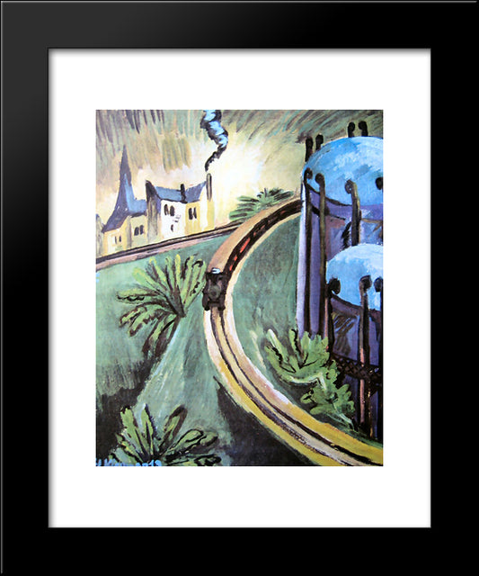 Gasometer In Vorortbahn 20x24 Black Modern Wood Framed Art Print Poster by Kirchner, Ernst Ludwig