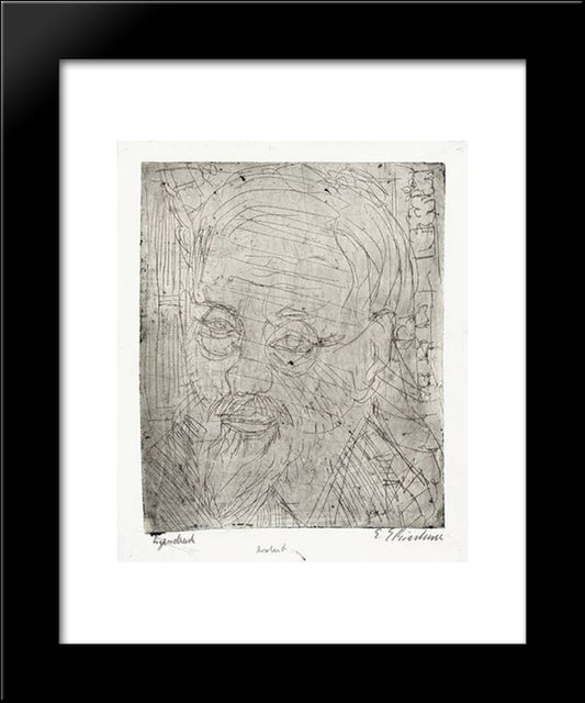 Head Bosshart 20x24 Black Modern Wood Framed Art Print Poster by Kirchner, Ernst Ludwig