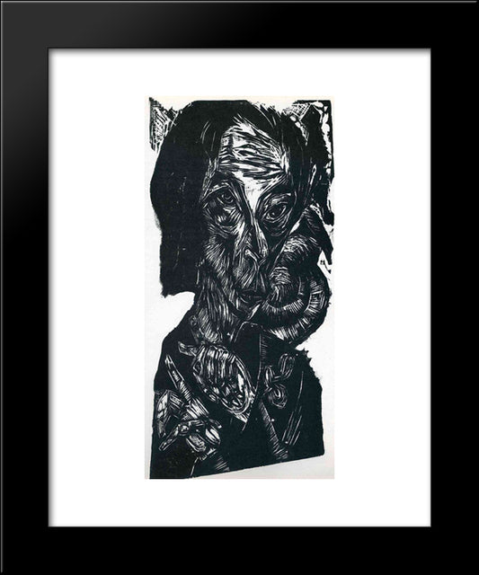 Head Of A Sick Man. Self-Portrait 20x24 Black Modern Wood Framed Art Print Poster by Kirchner, Ernst Ludwig