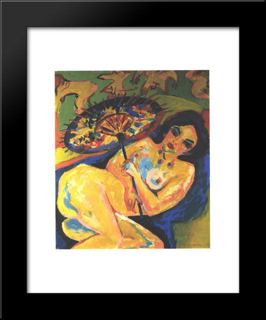 Japanese Parasol 20x24 Black Modern Wood Framed Art Print Poster by Kirchner, Ernst Ludwig