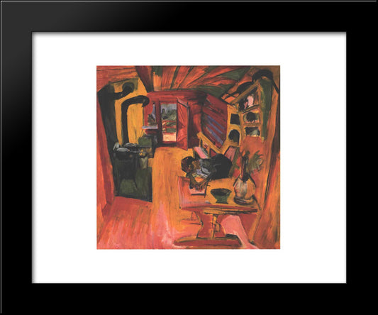 Kitchen In An Alpine Hut 20x24 Black Modern Wood Framed Art Print Poster by Kirchner, Ernst Ludwig