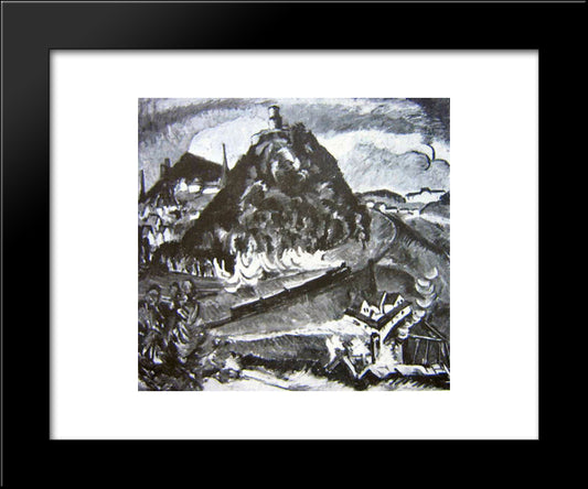 Konigstein And Railway 20x24 Black Modern Wood Framed Art Print Poster by Kirchner, Ernst Ludwig