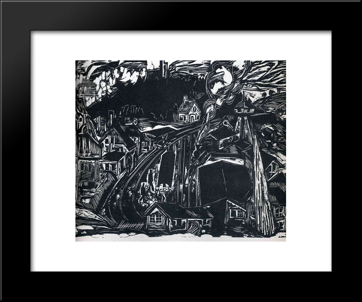 Konigstein Railroad Station In The Taunus 20x24 Black Modern Wood Framed Art Print Poster by Kirchner, Ernst Ludwig
