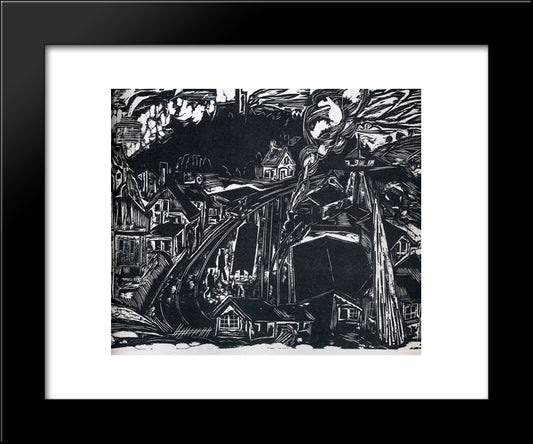 Konigstein Railroad Station In The Taunus 20x24 Black Modern Wood Framed Art Print Poster by Kirchner, Ernst Ludwig