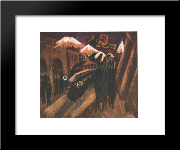 Leipziger Strasse With Eletric Train 20x24 Black Modern Wood Framed Art Print Poster by Kirchner, Ernst Ludwig