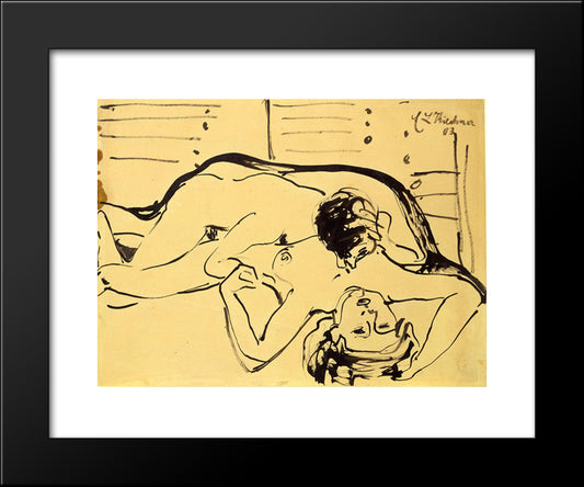 Lovers 20x24 Black Modern Wood Framed Art Print Poster by Kirchner, Ernst Ludwig