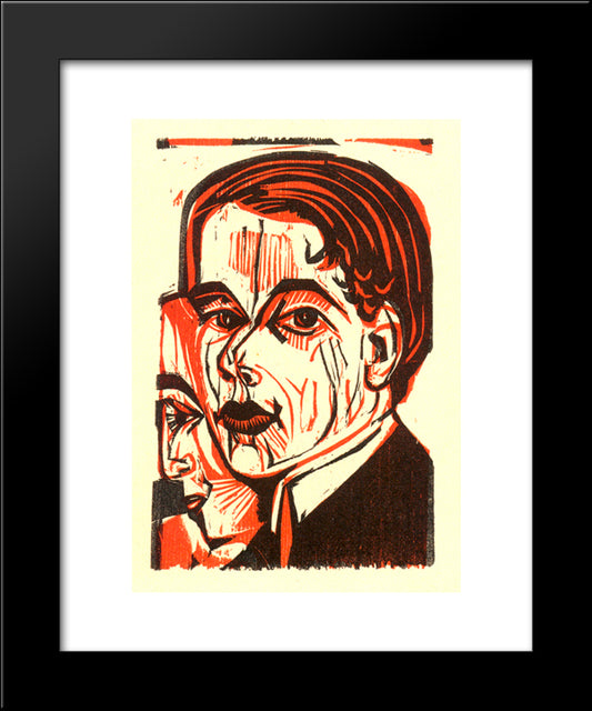 Man'S Head. Self-Portrait 20x24 Black Modern Wood Framed Art Print Poster by Kirchner, Ernst Ludwig