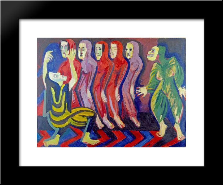 Mary Wigman'S Dance Of The Dead 20x24 Black Modern Wood Framed Art Print Poster by Kirchner, Ernst Ludwig