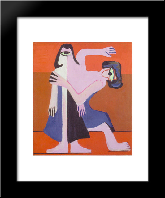 Mask Dance 20x24 Black Modern Wood Framed Art Print Poster by Kirchner, Ernst Ludwig